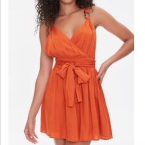 Forever 21 rust orange surplice mini dress